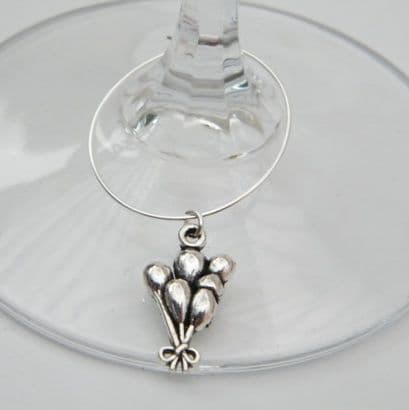 Birthday Balloons Wine Glass Charm - Hoop Style