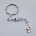 Bottle & Glasses Personalised Keyring