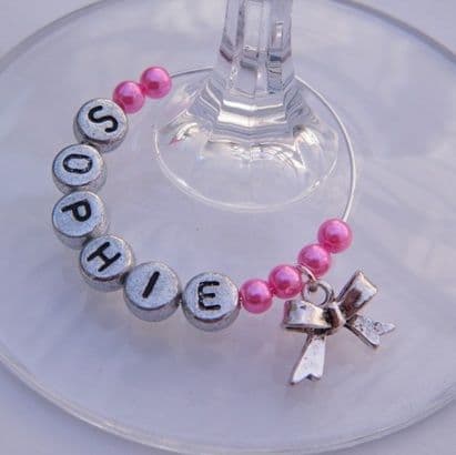 Bow Personalised Wine Glass Charm