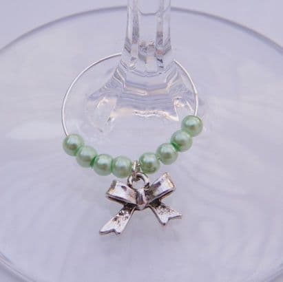 Bow Wine Glass Charm - Beaded Style
