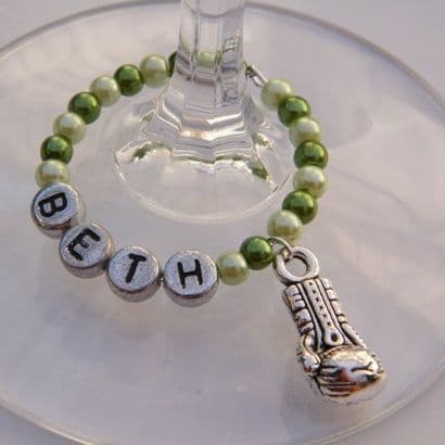 Boxing Glove Personalised Wine Glass Charm - Full Bead Style
