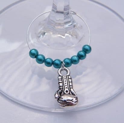 Boxing Glove Wine Glass Charm - Beaded Style
