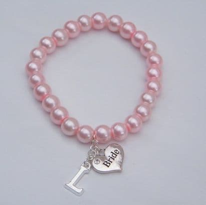 Bride Initial Bracelet - Beaded Style