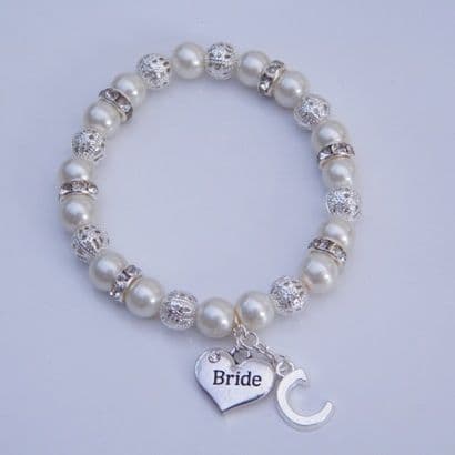 Bride Initial Bracelet - Sparkle & Bling Style