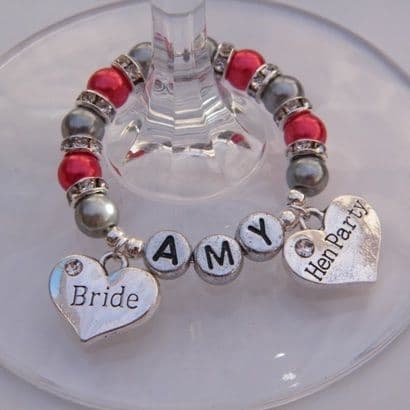 Bride Personalised Wine Glass Charm - Double Charm Full Sparkle Style