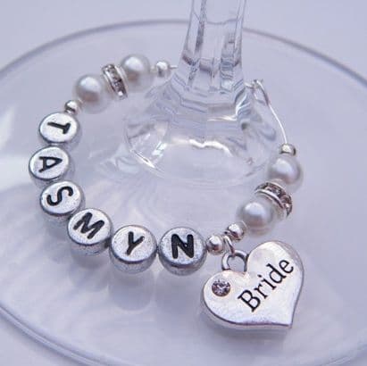 Bride Personalised Wine Glass Charm - Elegance Style