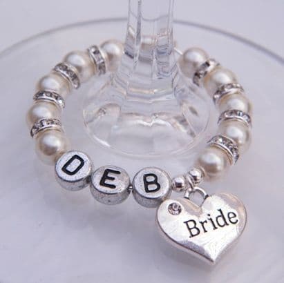 Bride Personalised Wine Glass Charm - Full Sparkle Style