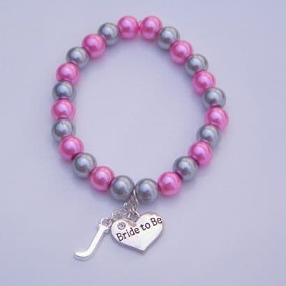 Bride To Be Initial Bracelet - Beaded Style