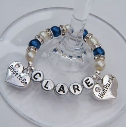 Bride To Be Personalised Wine Glass Charm - Double Charm Full Sparkle Style