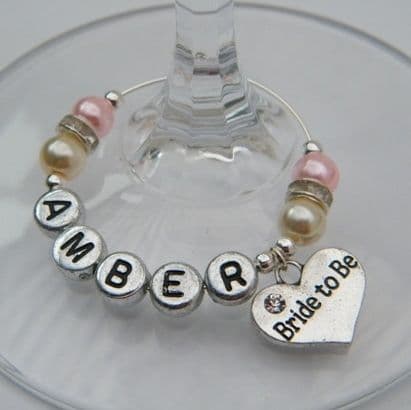 Bride To Be Personalised Wine Glass Charm - Elegance Style