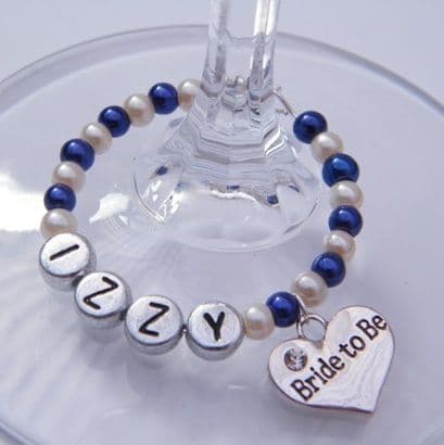 Bride To Be Personalised Wine Glass Charm - Full Bead Style