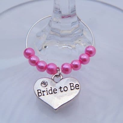 Bride To Be Wine Glass Charm - Beaded Style