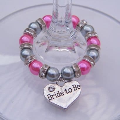 Bride To Be Wine Glass Charm - Full Sparkle Style