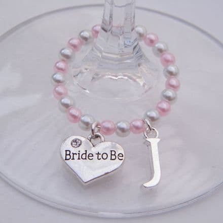 Bride To Be Wine Glass Charm - Initial Full Bead Style