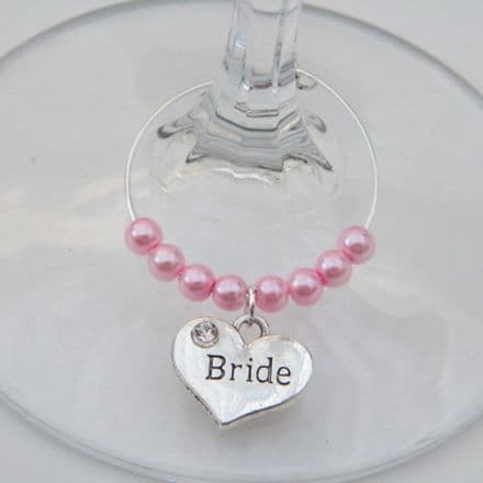 Bride Wine Glass Charm - Beaded Style