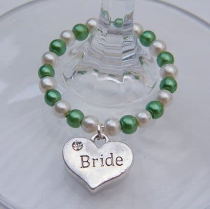 Bride Wine Glass Charm - Full Bead Style