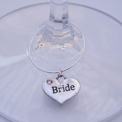Bride Wine Glass Charm - Hoop Style