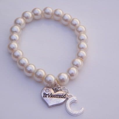 Bridesmaid Initial Bracelet - Beaded Style