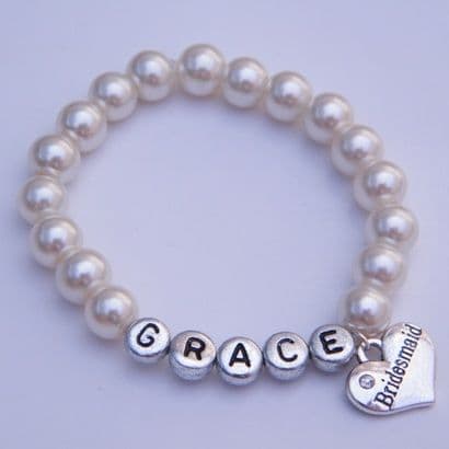 Bridesmaid Personalised Bracelet - Beaded Style