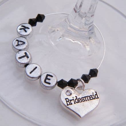 Bridesmaid Personalised Wine Glass Charm
