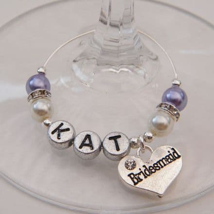 Bridesmaid Personalised Wine Glass Charm - Elegance Style