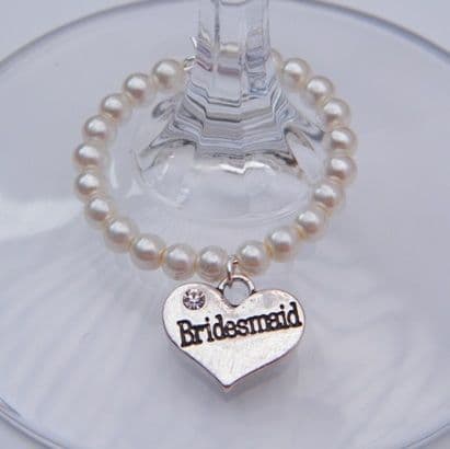 Bridesmaid Wine Glass Charm - Full Bead Style