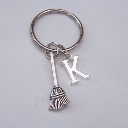 Broomstick Keyring - Initial Charm Style