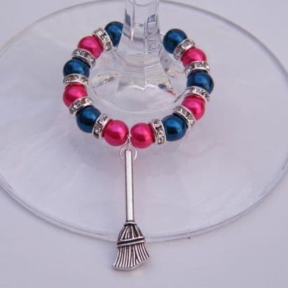 Broomstick Wine Glass Charm - Full Sparkle Style