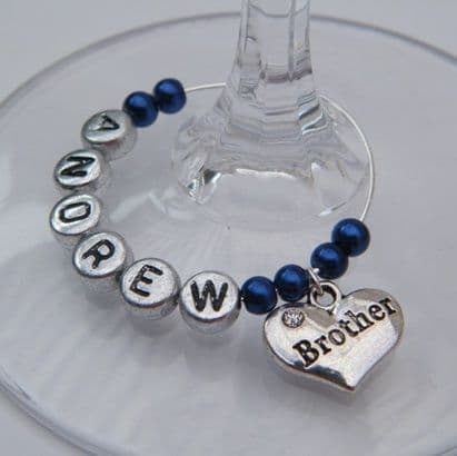 Brother Personalised Wine Glass Charm