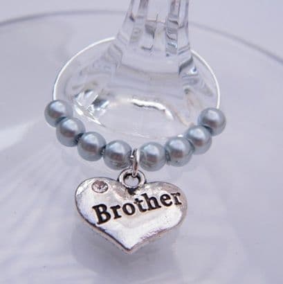 Brother Wine Glass Charm - Beaded Style