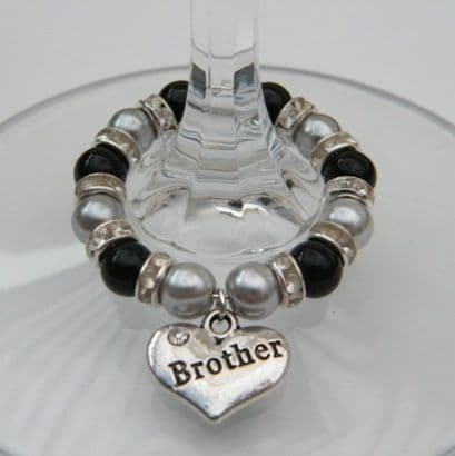 Brother Wine Glass Charm - Full Sparkle Style