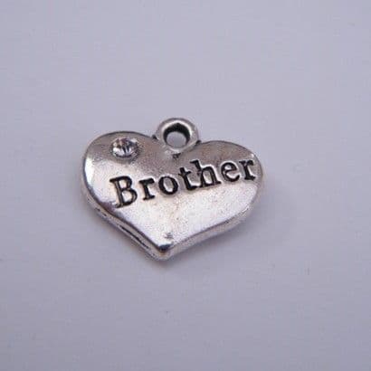 Brother Wine Glass Charm - Initial Full Sparkle Style