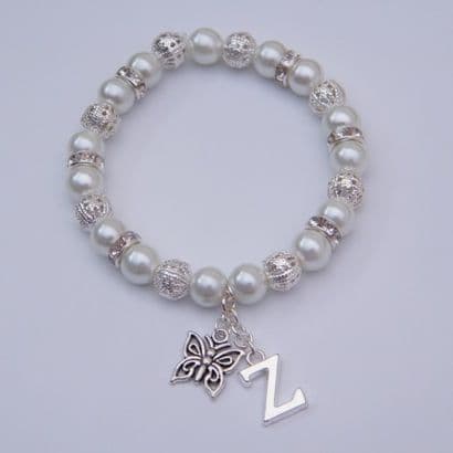 Butterfly Initial Bracelet - Sparkle & Bling Style