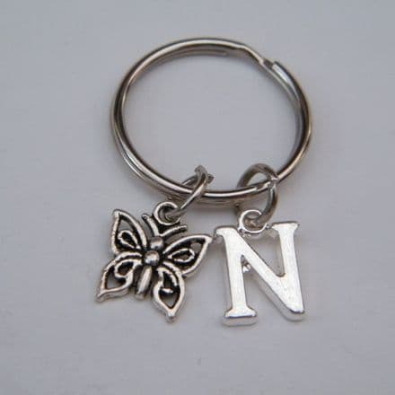 Butterfly Keyring - Initial Charm Style