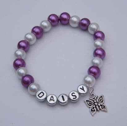 Butterfly Personalised Bracelet - Beaded Style