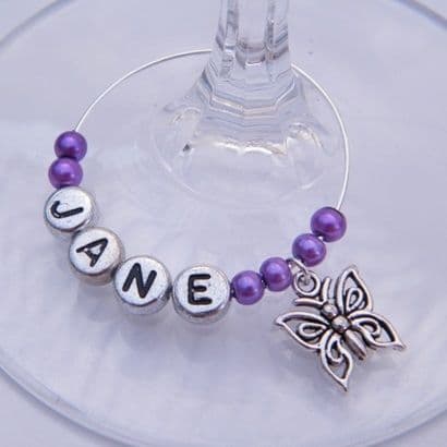 Butterfly Personalised Wine Glass Charm
