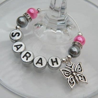 Butterfly Personalised Wine Glass Charm - Elegance Style