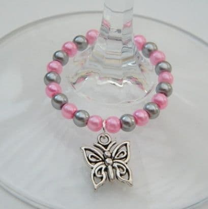 Butterfly Wine Glass Charm - Full Bead Style