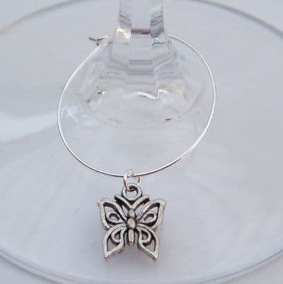 Butterfly Wine Glass Charm - Hoop Style