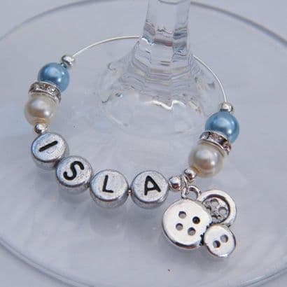 Buttons Personalised Wine Glass Charm - Elegance Style