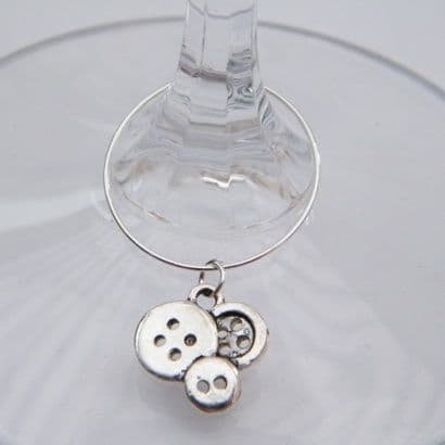 Buttons Wine Glass Charm - Hoop Style
