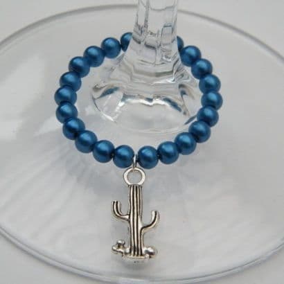 Cactus Wine Glass Charm - Full Bead Style