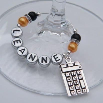 Calculator Personalised Wine Glass Charm - Elegance Style