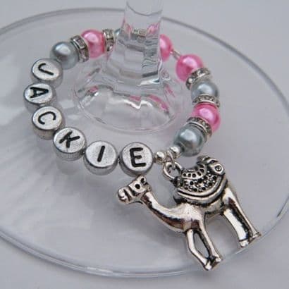 Camel Personalised Wine Glass Charm - Full Sparkle Style