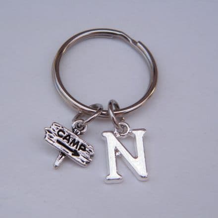 Camping Sign Keyring - Initial Charm Style