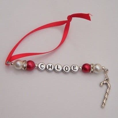 Candy Cane Personalised Christmas Tree Decoration