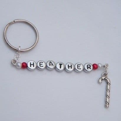 Candy Cane Personalised Keyring