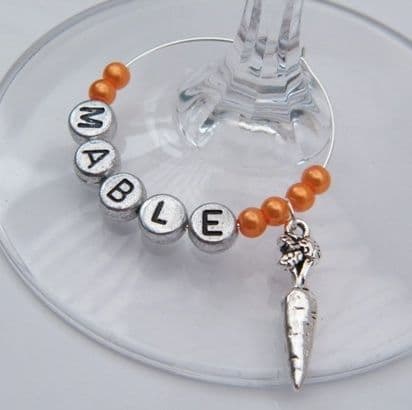 Carrot Personalised Wine Glass Charm