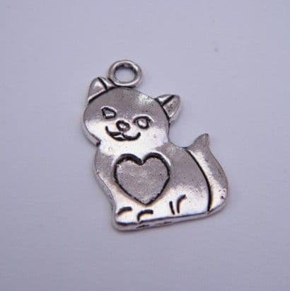 Cat Heart Tummy Earrings - Drop Charm Style