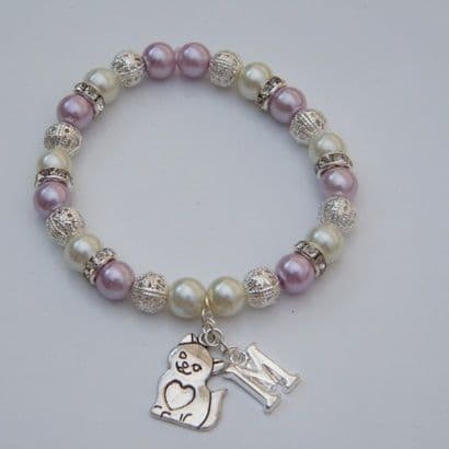 Cat Heart Tummy Initial Bracelet - Sparkle & Bling Style